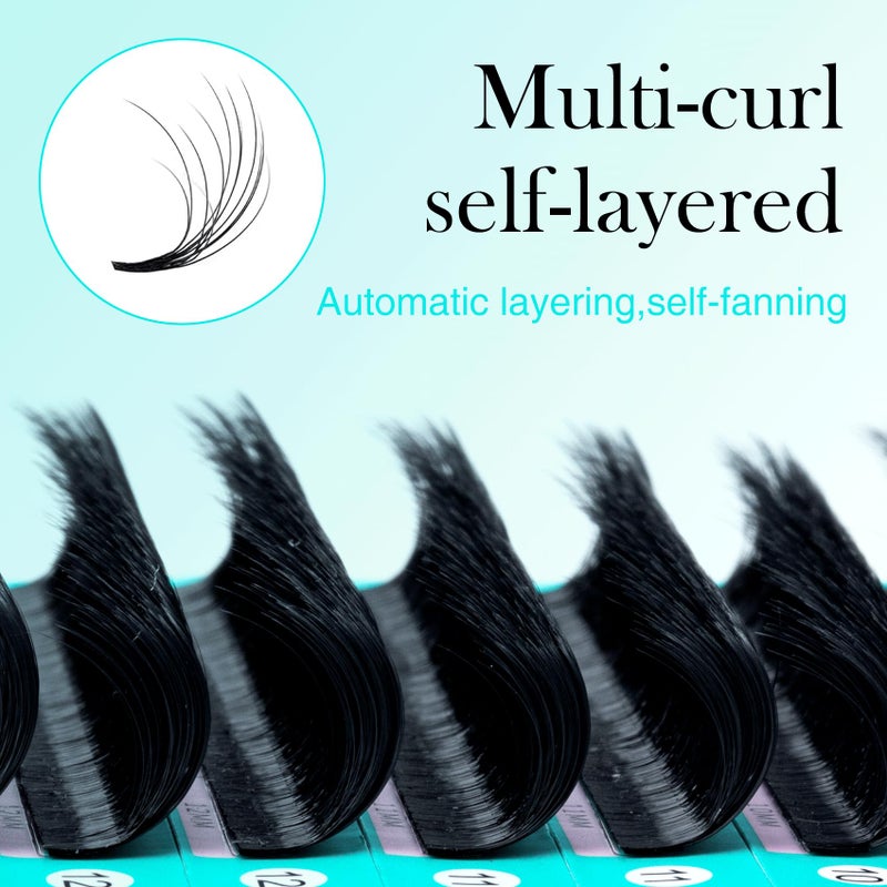 VAVALASH Easy Fan Lash Extensions 3D Effect Self Fanning Lashes Rapid Volume Eyelash Extensions 3D Layers Automatic Blooming Camellia Easy Fan Lashes(0.03-D-8-15mm) - Image 3